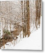 Stream In The Snow Metal Print