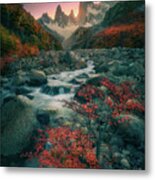 Stream Under The Peaks Metal Print