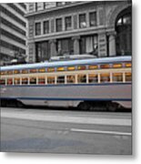 Streetcar In Sf At Dusk Metal Print