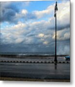 Strong Wind On The Malecon Metal Print