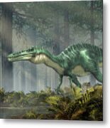 Suchomimus In A Sunlit Forest Metal Print
