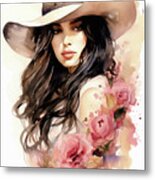 Sultry Cowgirl 3 Metal Print