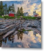 Summer Morning At Pemaquid Point Lighthouse Metal Print