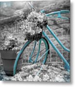 Summer Morning Black And White And Blue Metal Print