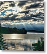 Sun Rays And Storm Clouds Over Rangeley Maine Metal Print