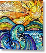 Sun With Waves Digital Painting Metal Print