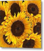 Sunflower Group Bouquet Metal Print