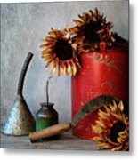 Sunflowers And Tools 3 Metal Print