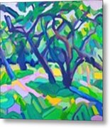 Sunny Painting Sunny Trail Trees Fauvism Expressionism Garden Grass Green Impressionism Landscape Nature Art Artistic Artwork Bed Child Children Country Cultivate Day Depiction Drawing Drawn Field Metal Print