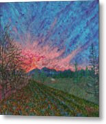 Sunrise At Betsy's Farm. Williams, Oregon. Metal Print