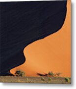 Sunrise Light Casting Shadow On Sand Dune At Sossusvlei In Namibia Metal Print