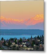 First Light Of Olympic Mountains From Betty Bowen Viewpoint Metal Print