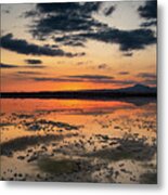 Sunset And Reflections At The Lake Metal Print