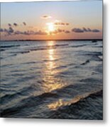 Sunset And Waves, Pensacola Pass Metal Print
