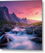 Sunset At Glacier Creek Metal Print