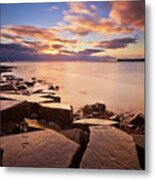 Sunset At Kimmeridge Bay, Dorset, England Metal Print