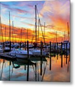 Sunset At Old Point Comfort Marina Metal Print