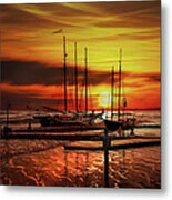 Sunset At Sea Metal Print