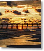 Sunset At The Pensacola Beach Fishing Pier Metal Print