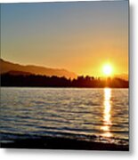 Sunset Over Madrona Point From Beachcomber Upon Nanoose. Metal Print