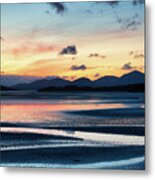 Sunset Over Seilebost Beach Isle Of Harris Scotland Metal Print