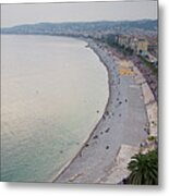 Sunset Over The French Riviera In Nice On A Misty Evening Metal Print