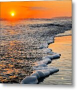 Sunset Over The Surf Metal Print