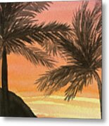 Sunset Palm Trees Metal Print