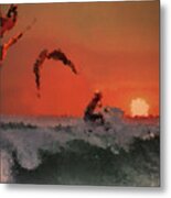 Sunset Surfing Metal Print