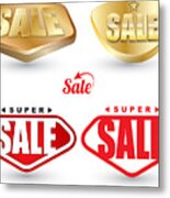 Super Sale Tag Set. Metal Print
