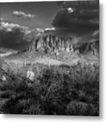 Superstition Mountains Black And White Metal Print