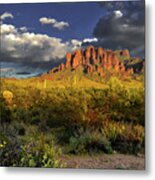 Superstition Mountains Clouds Metal Print
