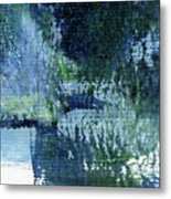 Surfaces 4 - Abstract In Indigo, Pale Blue, Green And White Metal Print