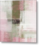 Surfaces 9a - Abstract In Sage Green And Deep Pink Metal Print