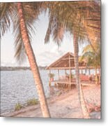 Swaying Palms At Sunrise In Pale Colors Metal Print