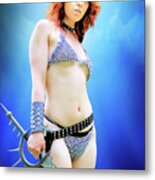 Sword And Chain Mail Bikini Metal Print