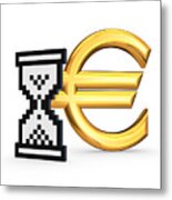 Symbol Of Euro And Sandglass Icon. Metal Print