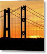 Tacoma Narrows Bridges Fiery Sunset Metal Print
