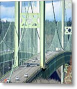 Tacoma Narrows Twin Bridges Metal Print