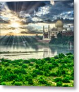 Taj Mahal From The Yamuna River - India Metal Print