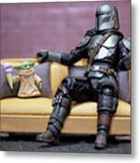 Taking It Easy With Mando And Baby Yoda Metal Print