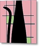 Tall Mondrian Cat On Pink Metal Print