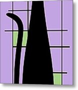 Tall Mondrian Cat On Purple Metal Print