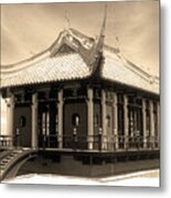 Tea House - Monochrome Metal Print