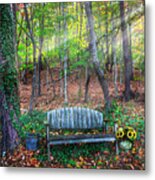 The Bench In The Forest Metal Print