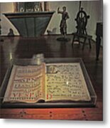 The Book In The Glass Case - Mission Santa Barbara Metal Print