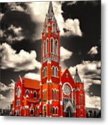 The Cathedral Shrine Of The Virgin Of Guadalupe In Dallas, Texas, Isolated On Black And White Metal Print