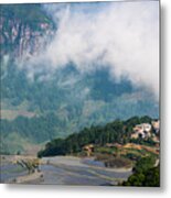 The Cloud Sea And The Terraced Fields And Village Metal Print