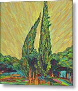 The Cypresses At The Foot Of The Water Metal Print