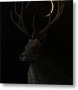The Deer And The Moon Metal Print